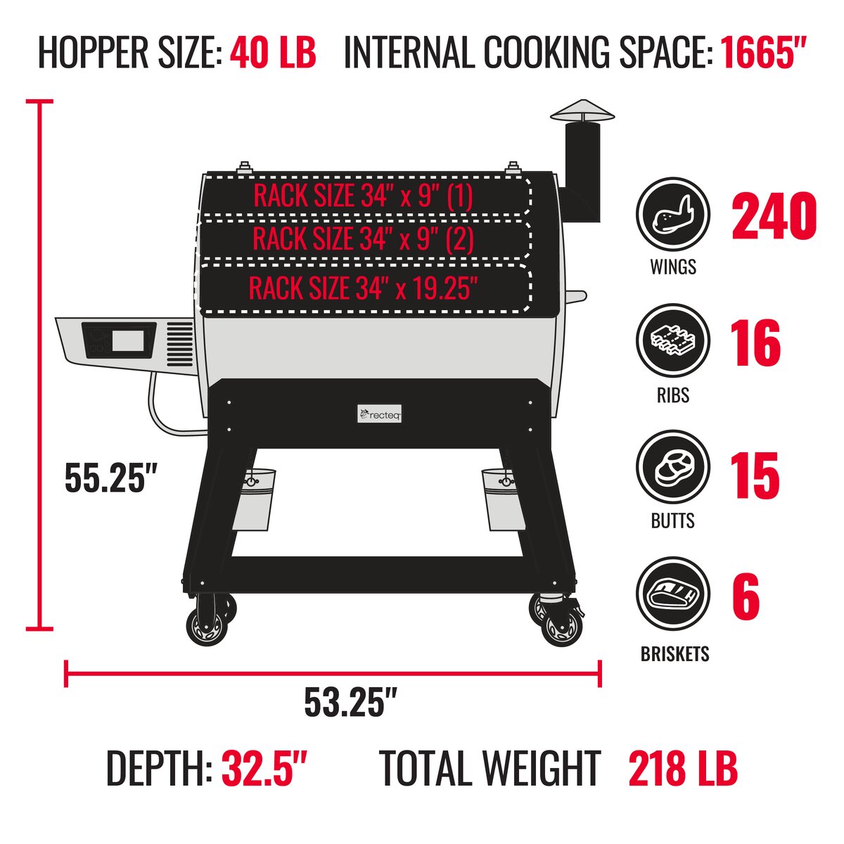 recteq Flagship 1600 cooking area