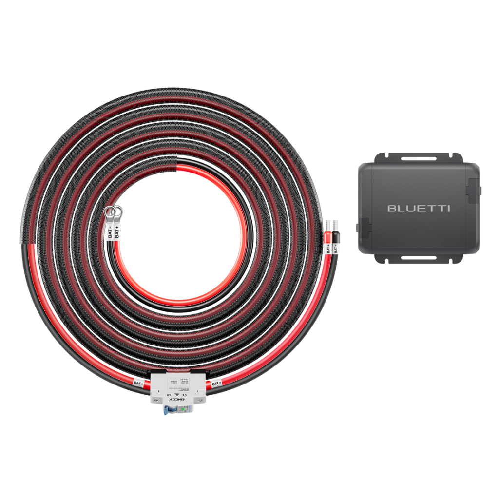 BLUETTI Charger 1 with red and black battery cables and protection hardware