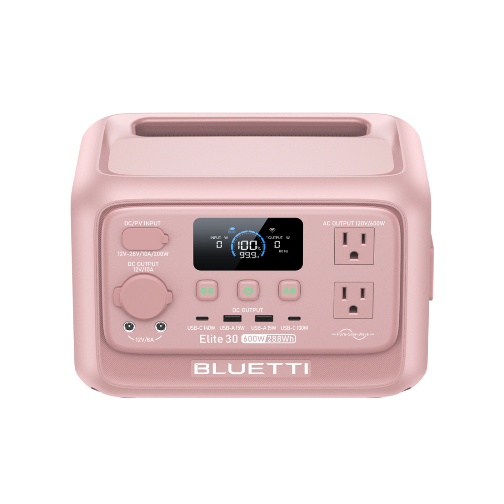 Top and front view of the pink Elite 30 V2 showing the integrated handle